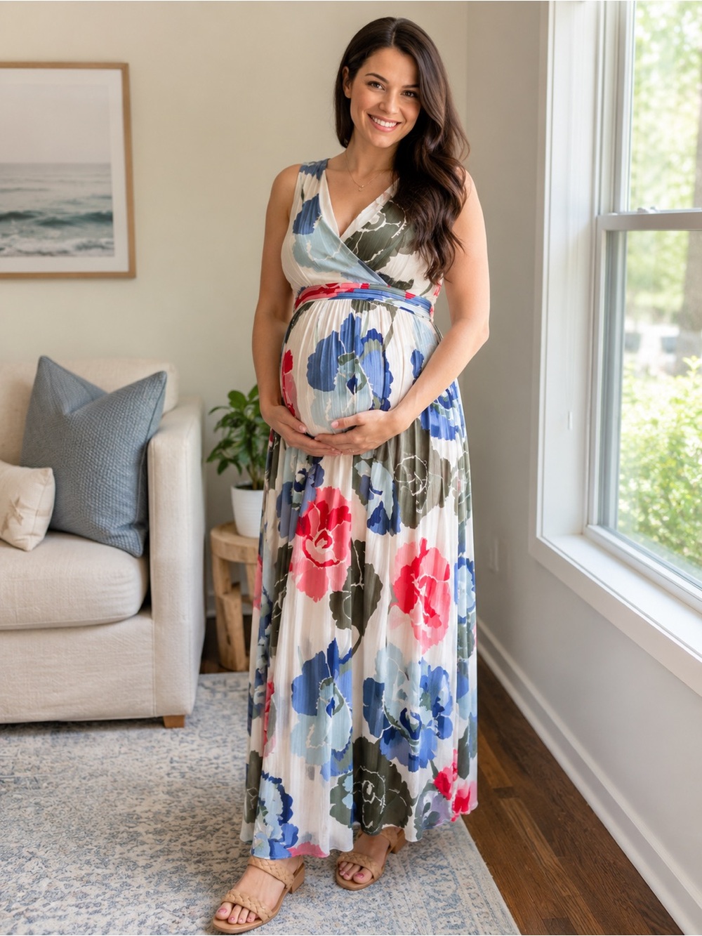 Motherhood Maternity Floral Maxi Dress, Size Small